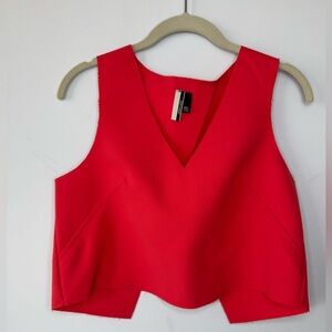 Topshop Coral Asymmetrical Crop Tank Top